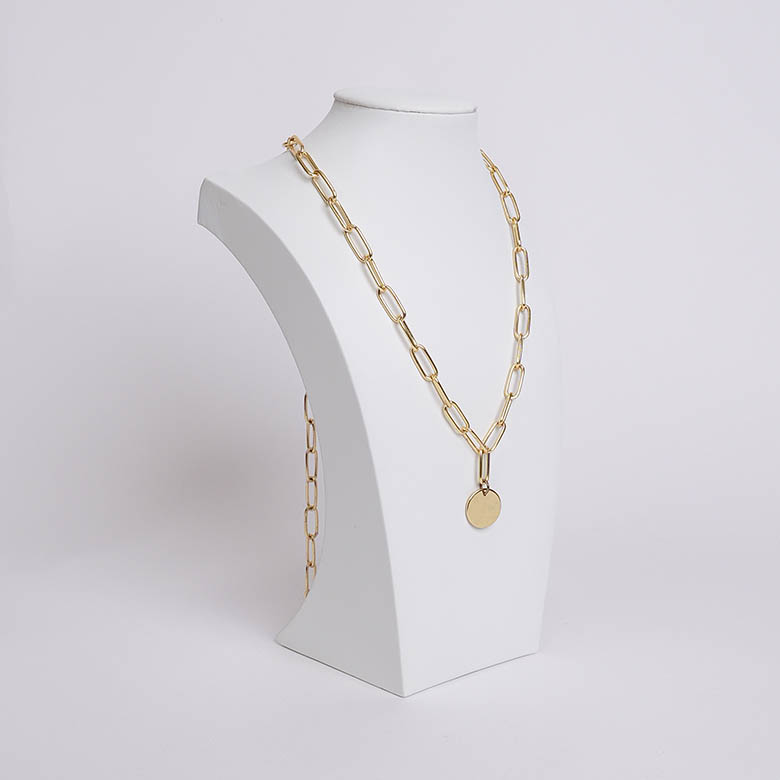 Busto Exhibidor de Collares en Cuero Blanco PU