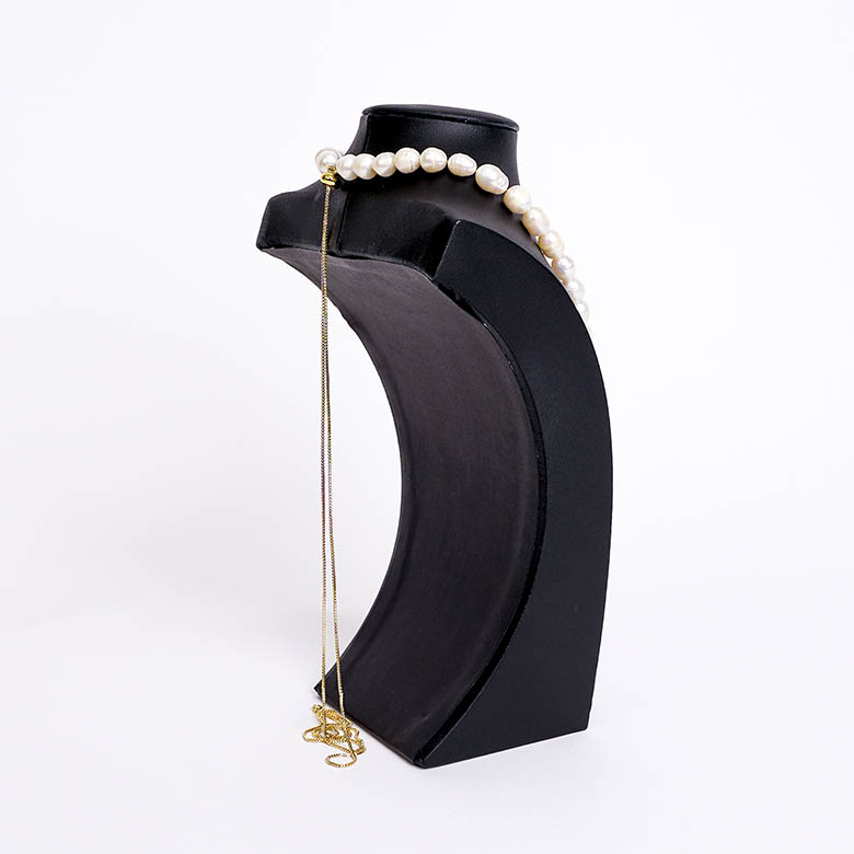 Busto Exhibidor de Collares en Cuero Negro PU - Imagen 3