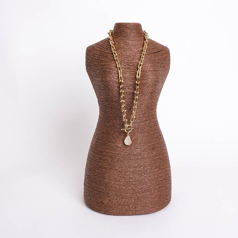 Busto Exhibidor de Joyas en Cuerda de Cáñamo Café