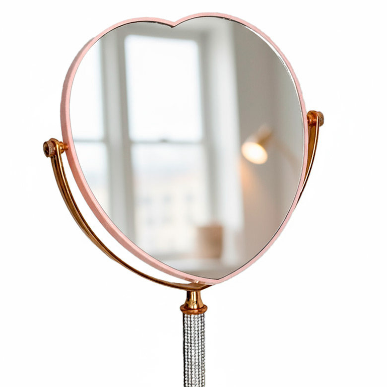 Espejo corazón rosado de Mesa Sweet doble cara - Imagen 2